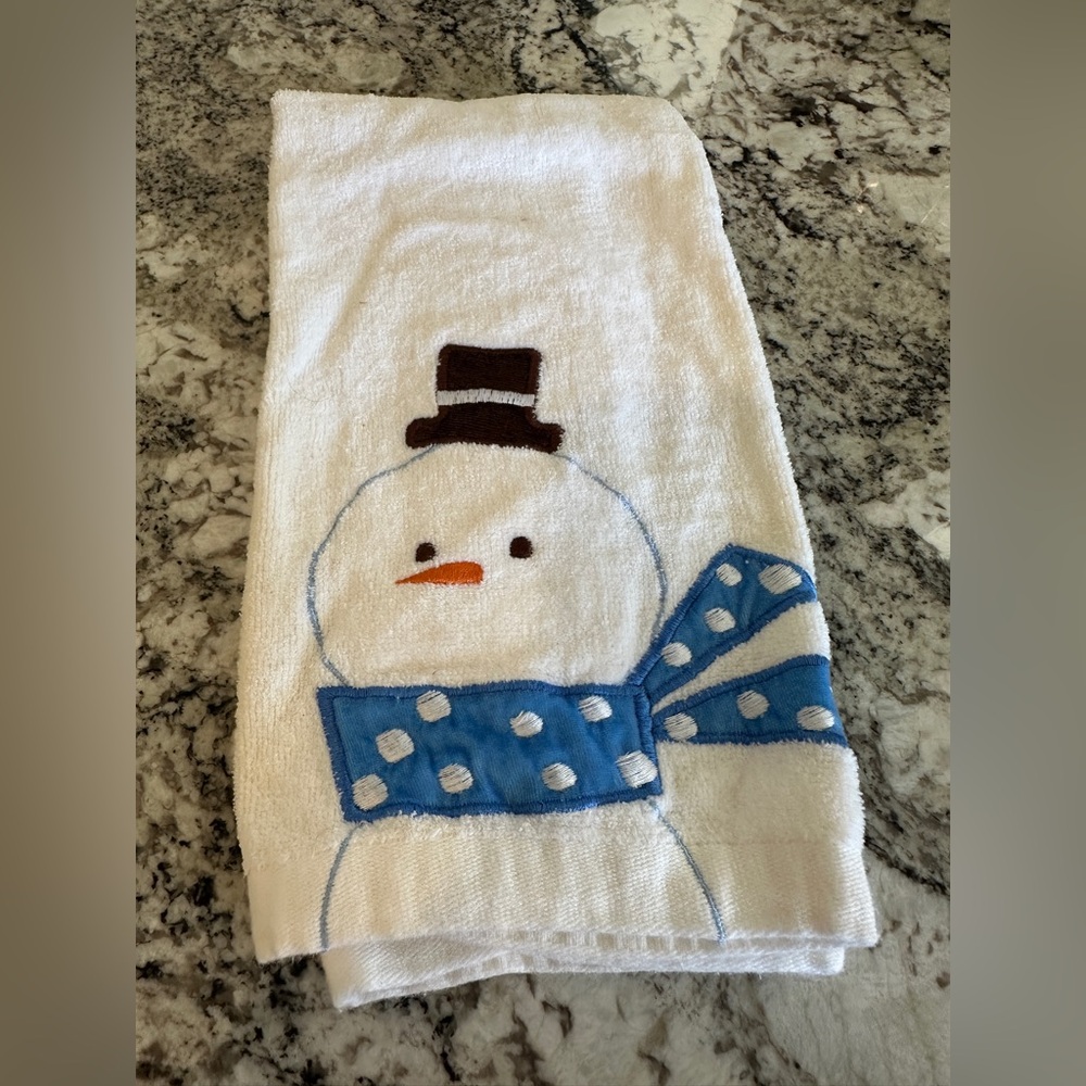 Snowman Embroidered Towel